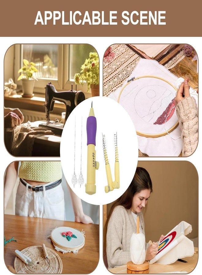 Gemsy Punch Needle Set for Embroidery with 3 Needles & Threaders - Adjustable Embroidery Pen - DIY Needlework Tool Kit for Dimensional, Ribbon, Satin Stitch, and Loop Embroidery - Image 4